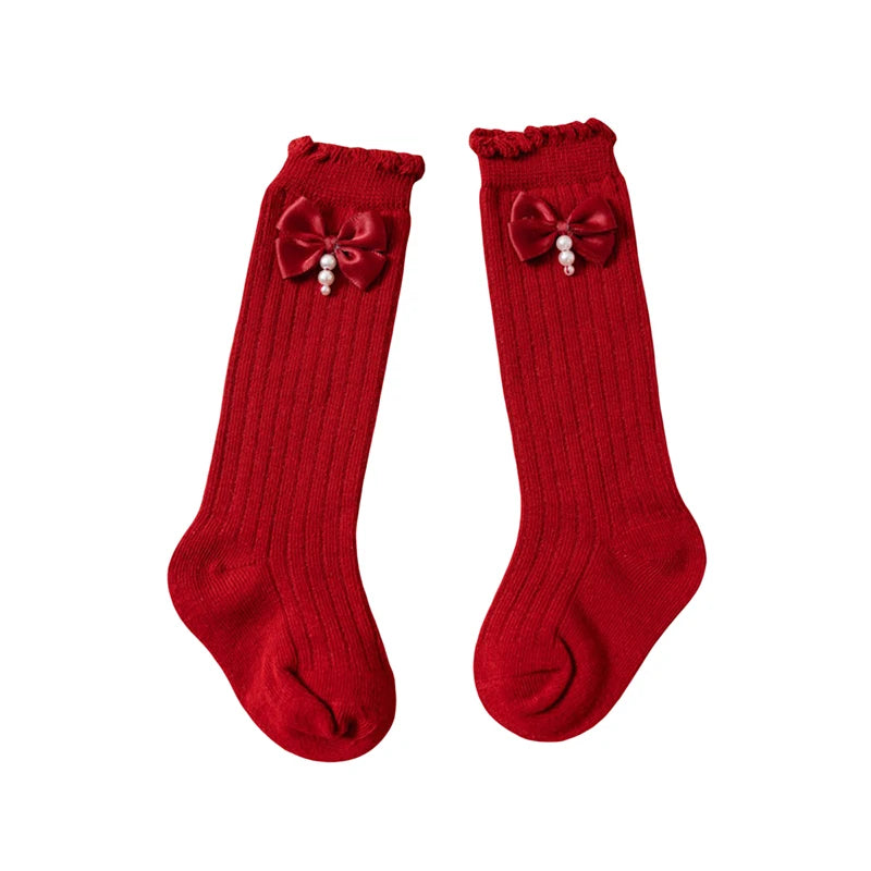 Sparkly Bow Baby Knee Socks