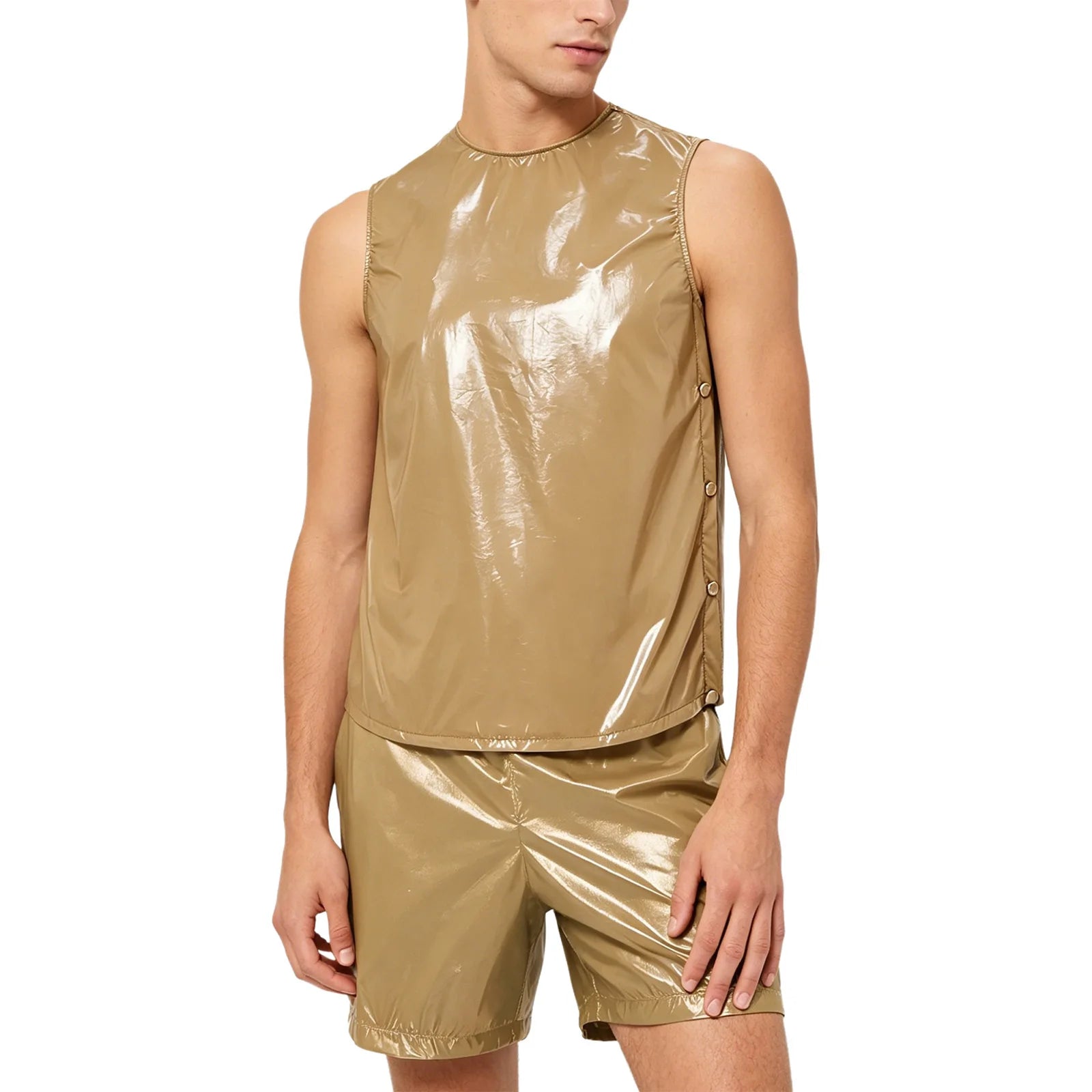 Mens Special Needs Waterproof Sweat Tracksuit Tank Tops And Sides Buttons Boxer Shorts Two Pieces Outfit Adaptive Clothing