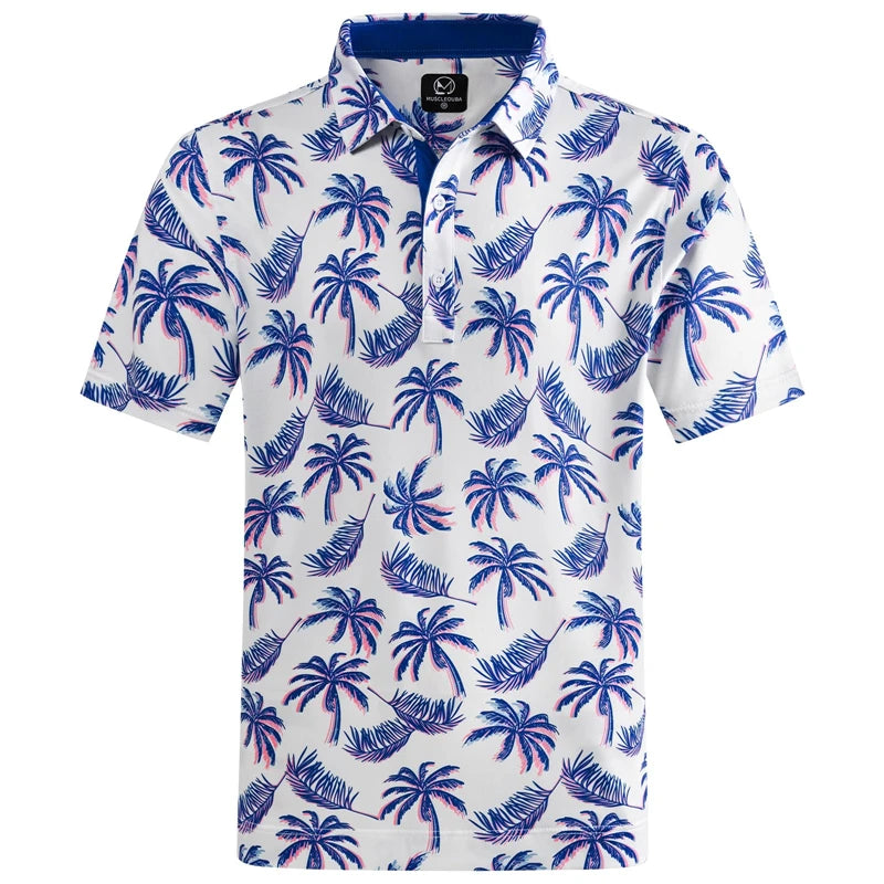 Hawaiian Print Streetwear Polo Shirt