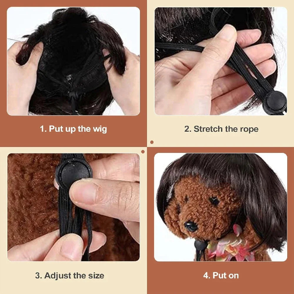 Pet Wigs Cosplay Props Dog Cat Cross-Dressing Hair Set Photography Funny Props Head Accessories Prank Pet Supplies Costumes DIY