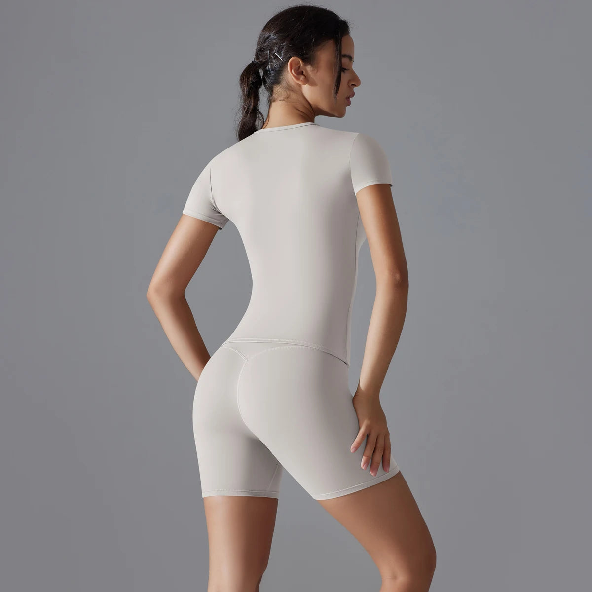 Yoga Set Women Sports Short Sleeve Top With High Waist Leggings Running Jogging Workout Clothes Sports Fitness Gym Sets