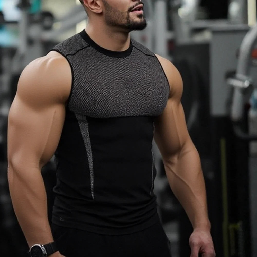 Men's Quick Dry Sport Vest Summer Training Tanktop Sleeveless Gym Workout Fitness Tops Running Tee for Active Men