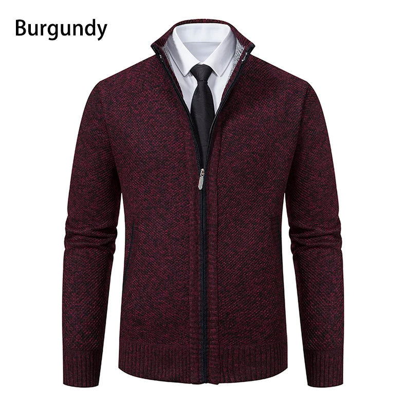 Stand Collar Fleece Zip Cardigan