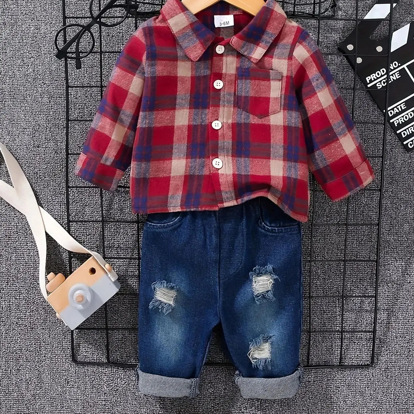 Tartan Polo Denim Outfit Set