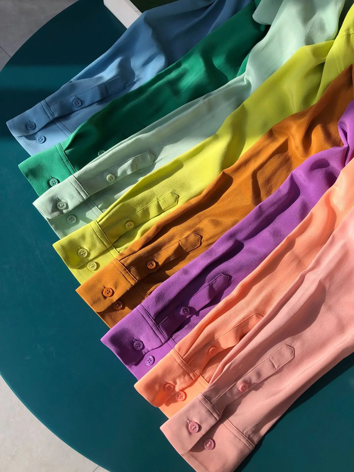 Women Real Silk Shirts Classic Double Pockets Solid Color Casual Fashion Long Sleeve Thin Shirt Blouses Tees