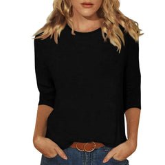 Women Summer Tops Round Neck Three Quarter Sleeve Comfortable Print T Shirt Blouse Women T Shirt muticolor t shirt tops
