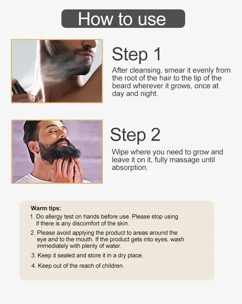 30ml Natural Beard Care Serum for Men, Hydrates Repairs Beard Roots Styling Care Nourishing Soft Shine Beard & Moustache Spray