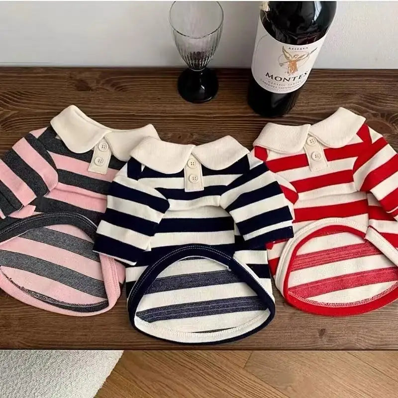 Striped Pet Shirt Soft Pullover Outfit Suitable For Puppy Dogs Cats Schnauzers Pomeranians Daily Casual Pet Apparel