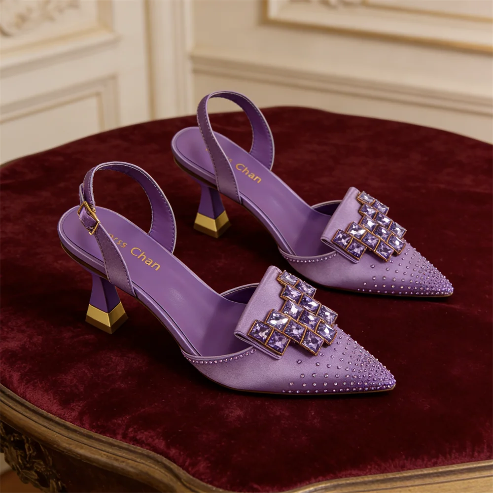 Chic Women’s High Heels – Sparkling Diamond Accents & Sleek Pointed-Toe Design for Parties and Daily Commuting