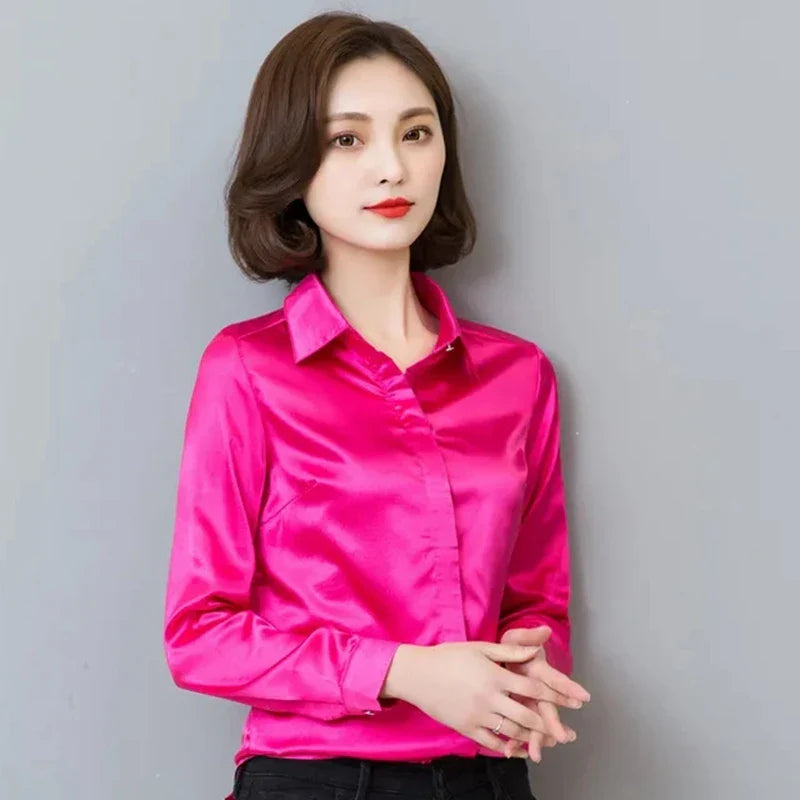 Elegant Satin Silk Office Blouse