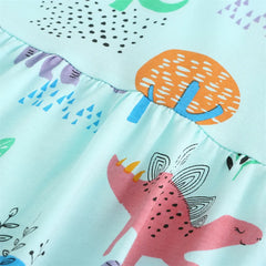 Dinosaur Print Cotton Girls Dress