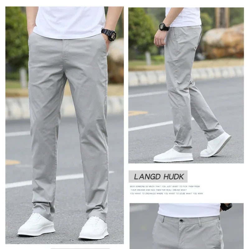 Men's High-Quality Chinos -Cotton Casual Trousers - Breathable Straight Pants (Sizes W28-w40)