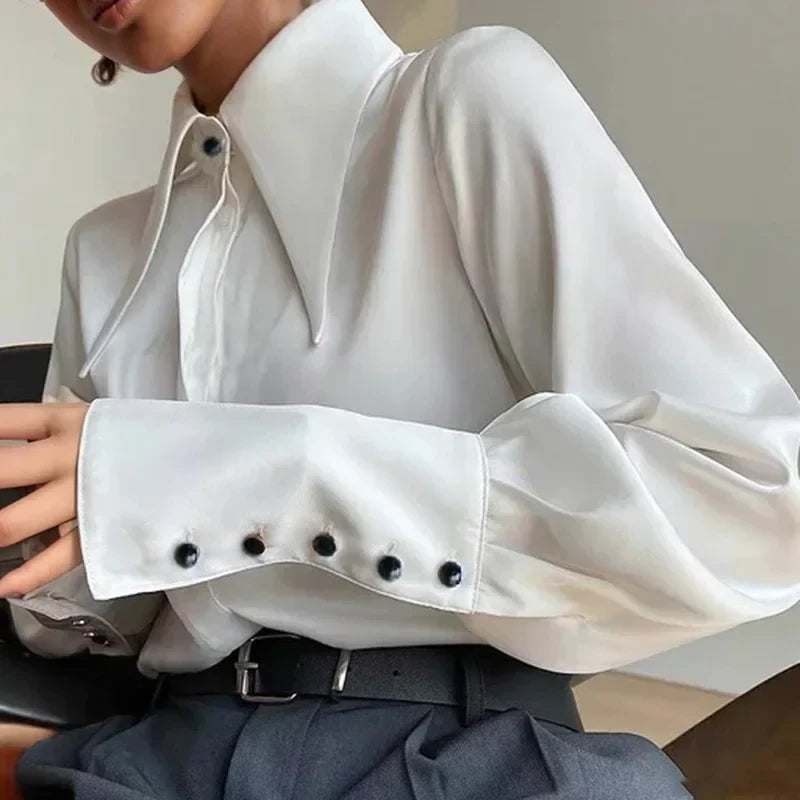 Elegant Satin Office Casual Shirt