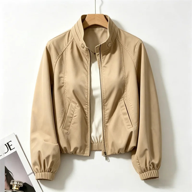Women's Coat Tops 2026 Spring Autumn New Jacket Fashion Stand Up Collar Short Thin Casual Jacket Tops Assault Outerwear Female