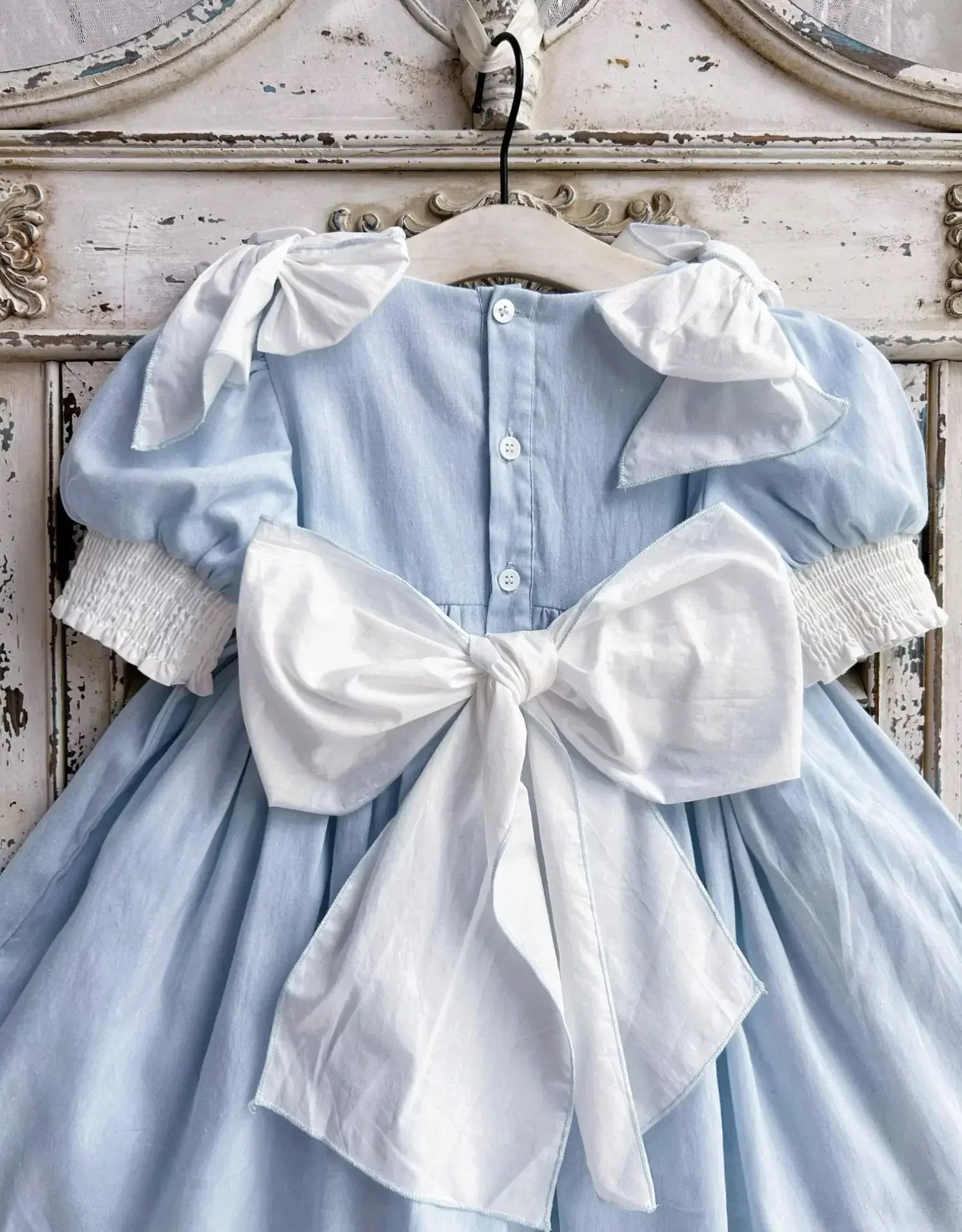 Embroidered Bow Princess Girls Dress