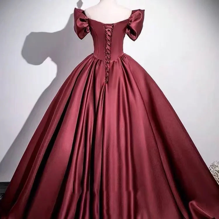 Wine Red Elegant Evening Dress  2026 New Toast Dress for Bride's Wedding High-end One Shoulder Performance Chorus Dress