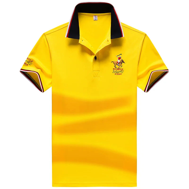 Polo Shirt Men Summer New Men's Short-Sleeved Polo Shirt Mens Embroidery Synthetic Fiber Fabric Youth Casual Business Polo Shirt
