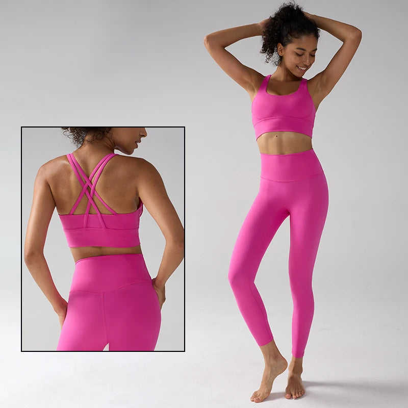 Women's Yoga Set Workout Set 2 Piece High Waist Yoga Leggings Sports Bra Gym Suit Activewear Sports Fitness Set Sports Suit