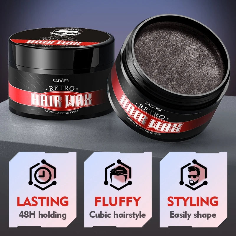 100g Men's Retro Hair Wax for Strong Styling and Natural Volume, Rich in Ginseng Root Extract, Keratin and Other Ingredients, with a Fresh Texture That Is Not Sticky, Easy to Clean, and Can Be Applied Gently to the Hair to Pr