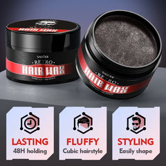 100g Men's Retro Hair Wax for Strong Styling and Natural Volume, Rich in Ginseng Root Extract, Keratin and Other Ingredients, with a Fresh Texture That Is Not Sticky, Easy to Clean, and Can Be Applied Gently to the Hair to Pr