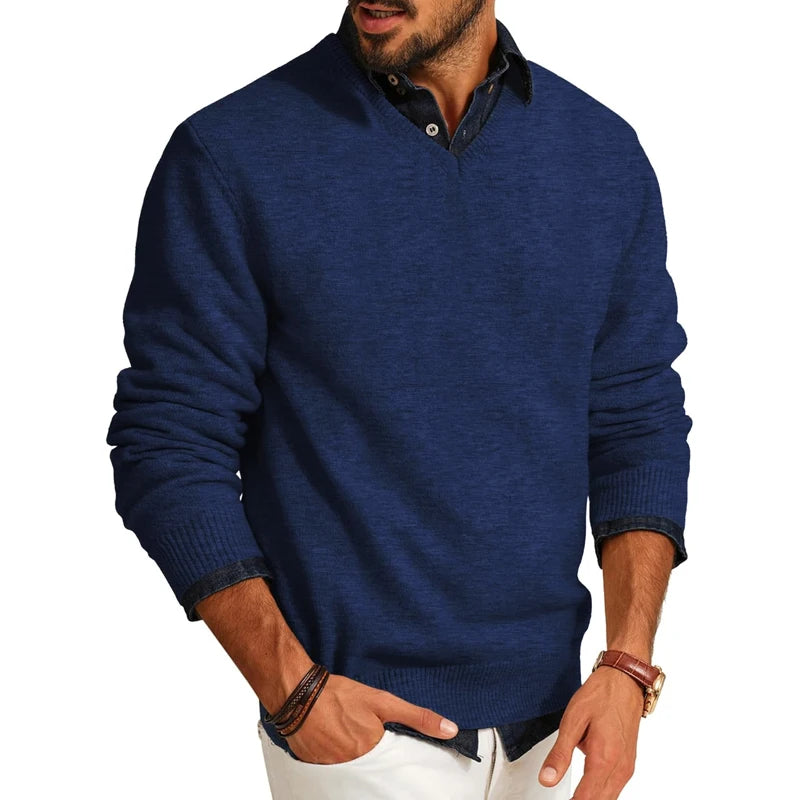 Men’s V-Neck Smart Casual Knit Pullover