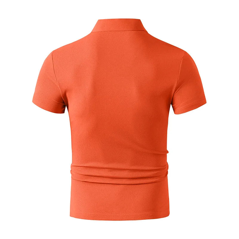 2026 New Men's Casual and Fashionable Simple Collared Short Sleeved Polo Shirt Summer Comfortable Breathable and Versatile Top