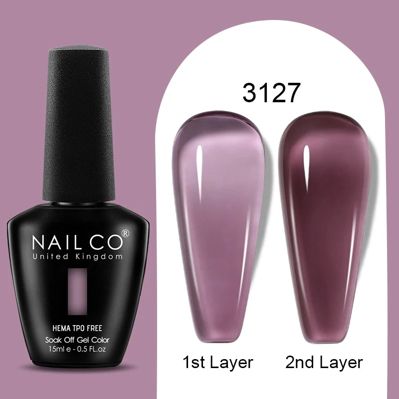 NAILCO 15ml Colorful Jelly Gel Nail Polish Gorgeous Color HEMA TPO FREE Soak Off UV LED Semi Permanent Long Wear Gel Varnish