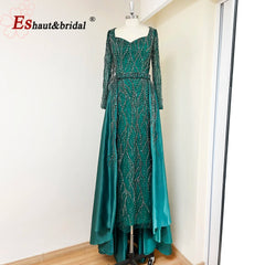 Elegant Wedding Evening Dress for Women 2026 V Neck Long Sleeves Mermaid with Detachable Train Prom Party Gowns Customized