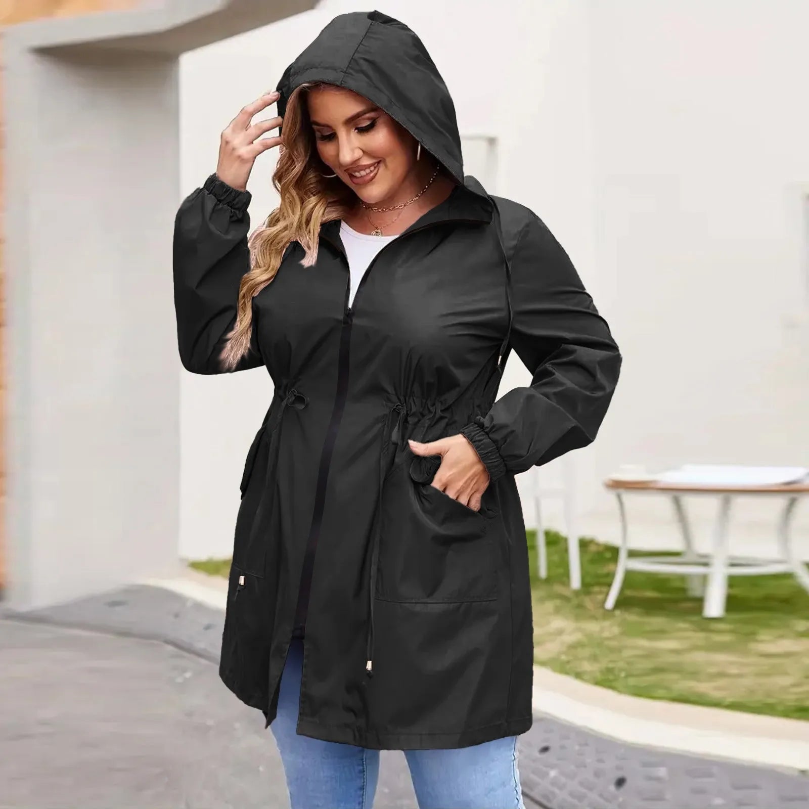 Women Trench Coat New Spring Autumn Jacket Casual Long Sleeve Hooded Mid Long Windbreaker Female Overcoat High-Quality Coats