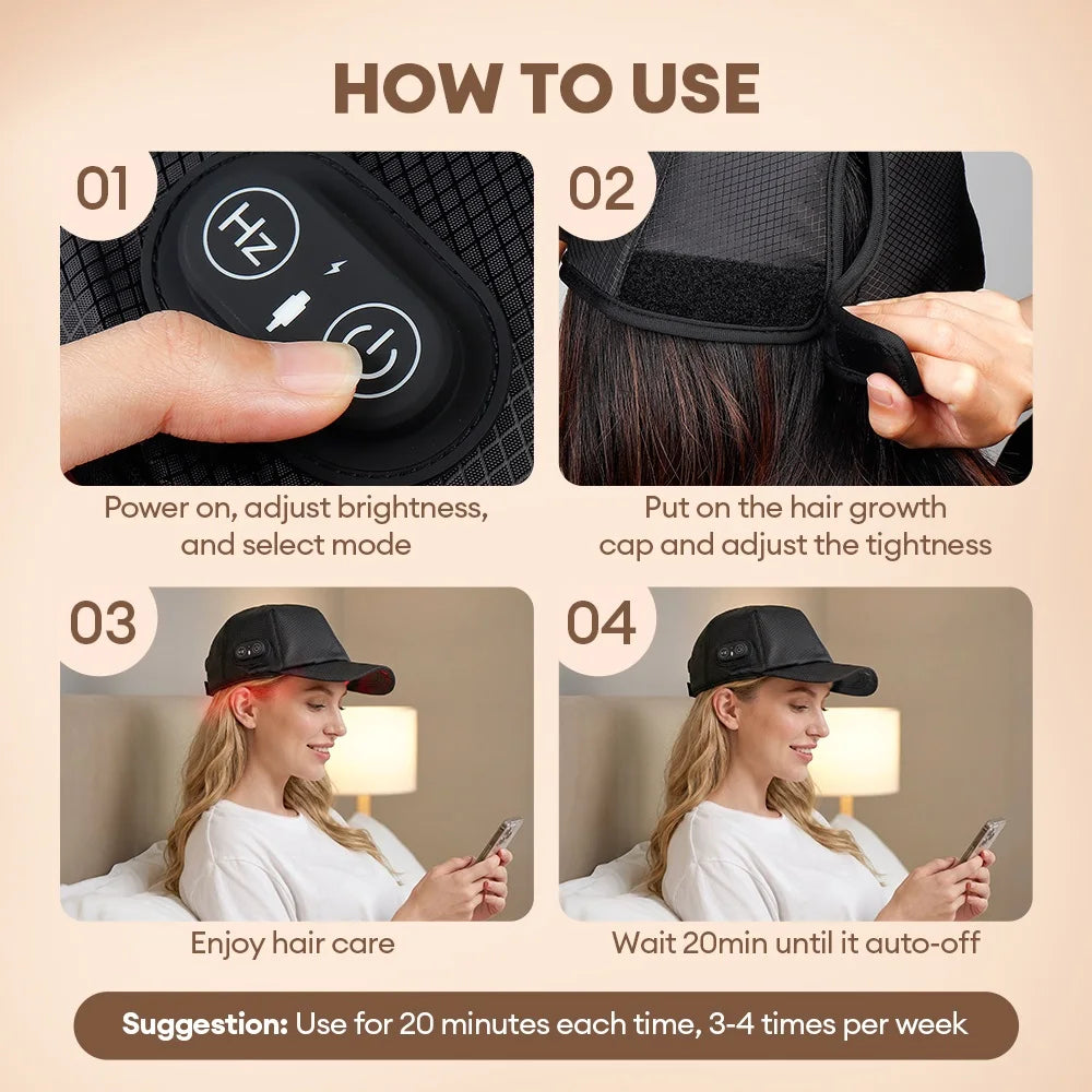 650nm+850nm Infrared Red Light Hair Growth Cap Hair Loss Treatment Hat Anti Hair Loss Restore Hair Thickness Hair Regrowth Care
