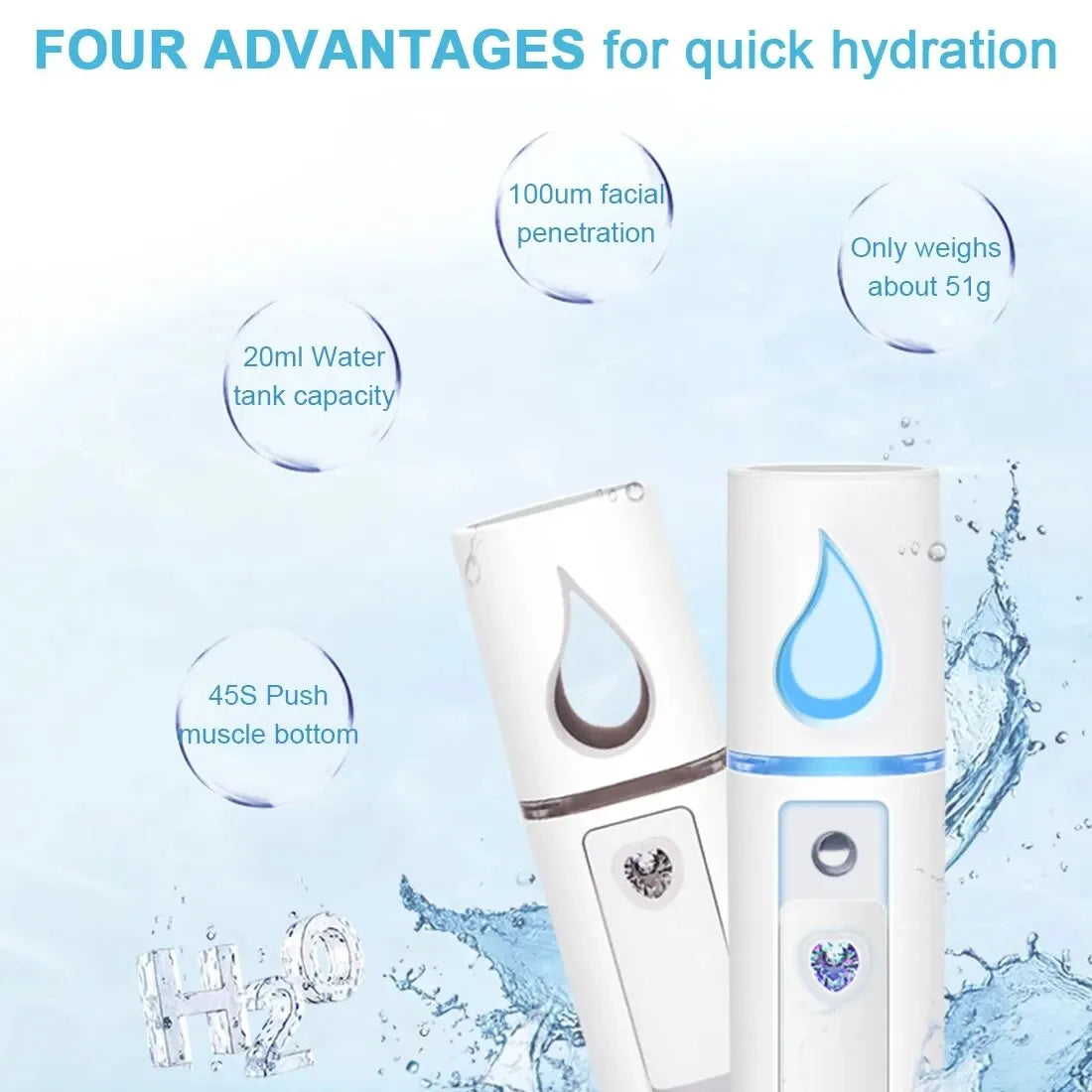 Nano Facial Mister Portable Mist Sprayer with Mirror Mini Cool Mist Spray for Skin Care Facial Body Moisturized