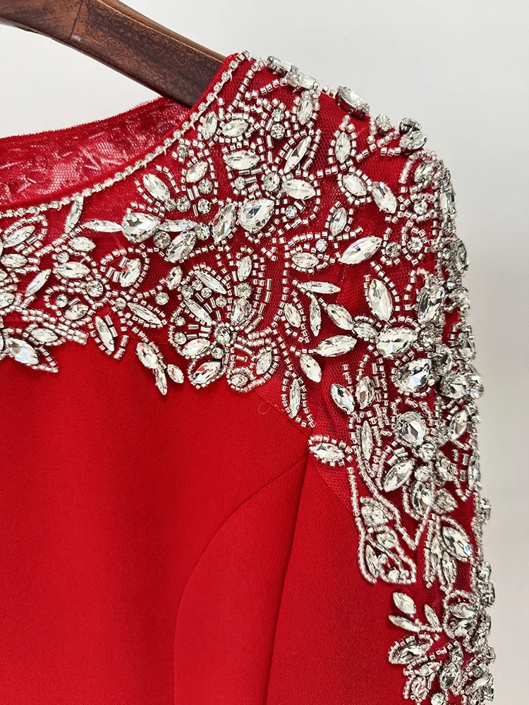 Elegant Beaded Straight Midi Dress