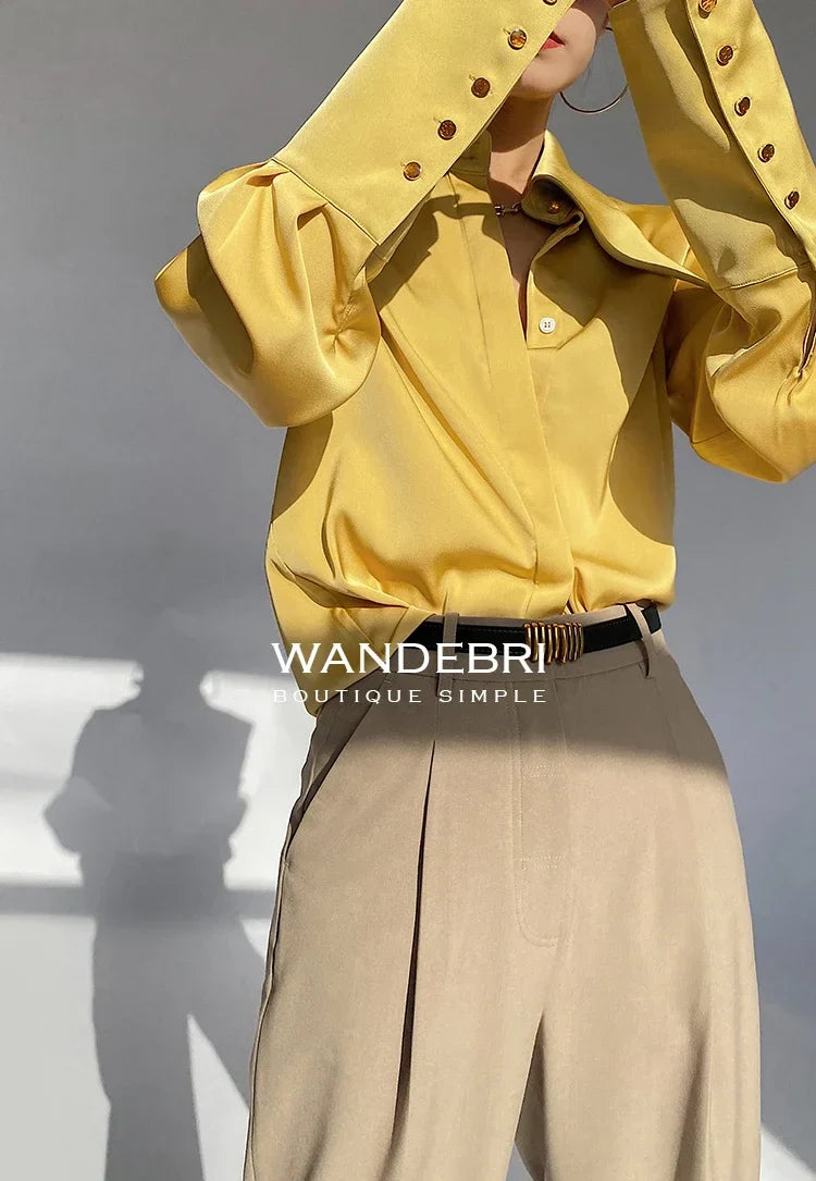 Elegant Satin Office Casual Shirt