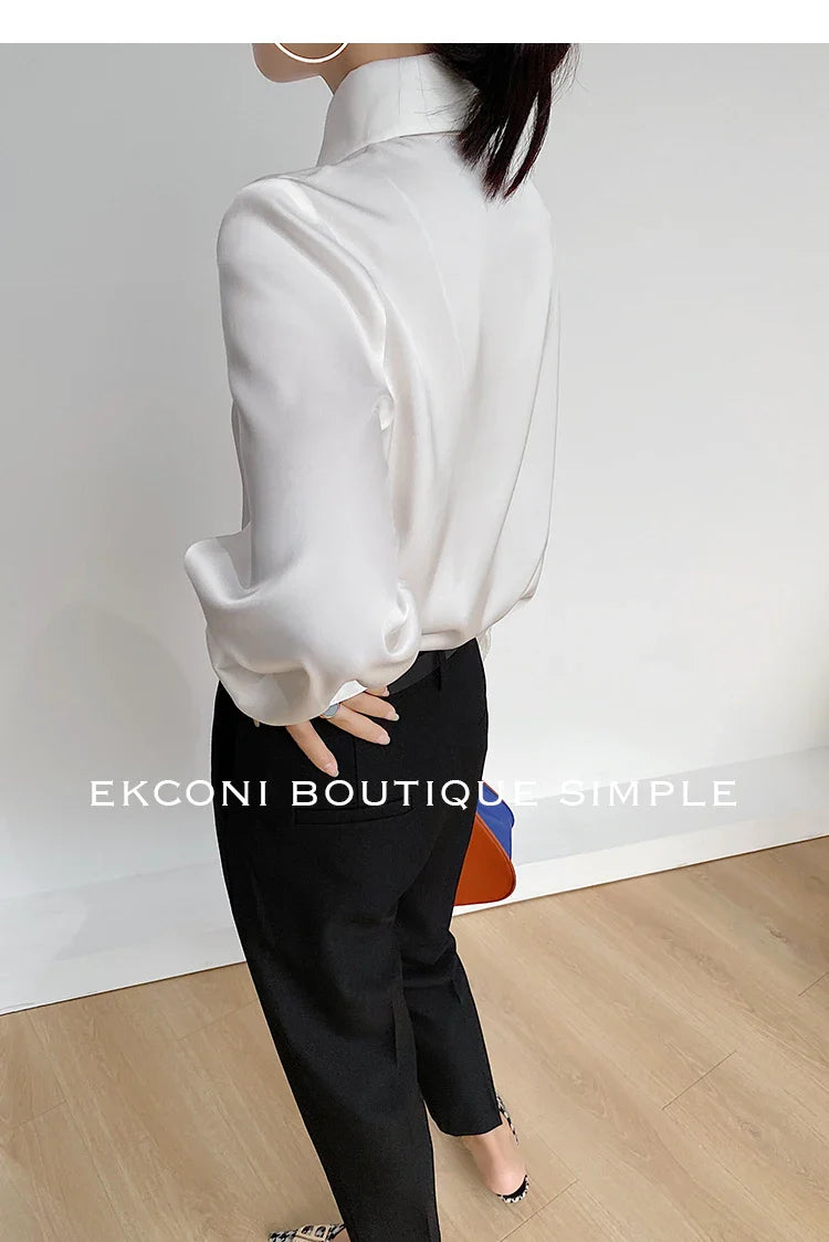 Elegant Satin Office Casual Shirt