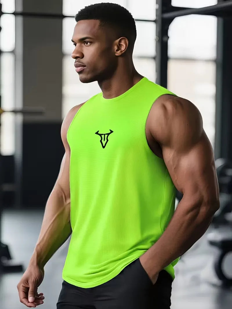 Gym Bodybuilding Workout Muscle Tank Top Summer Cool Quick-Dry Breathable Sleeveless T-Shirts Men Fitness Running Sport Singlets