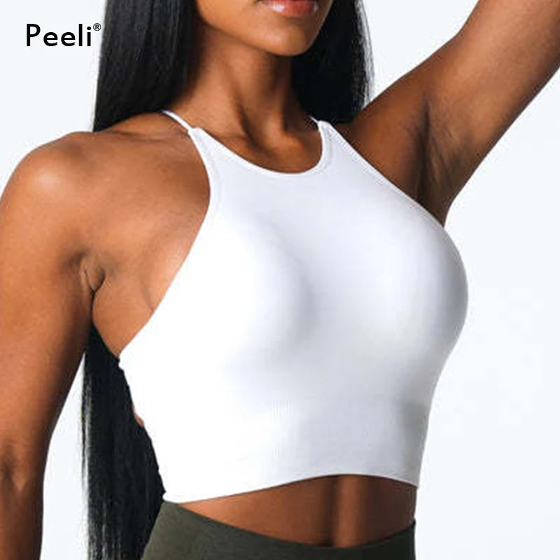 Embrace Seamless Sports Bra Women Backless Gym Bra Tops Padded Yoga Bras Push Up Running Sports Bras Workout Bralette Sportswear