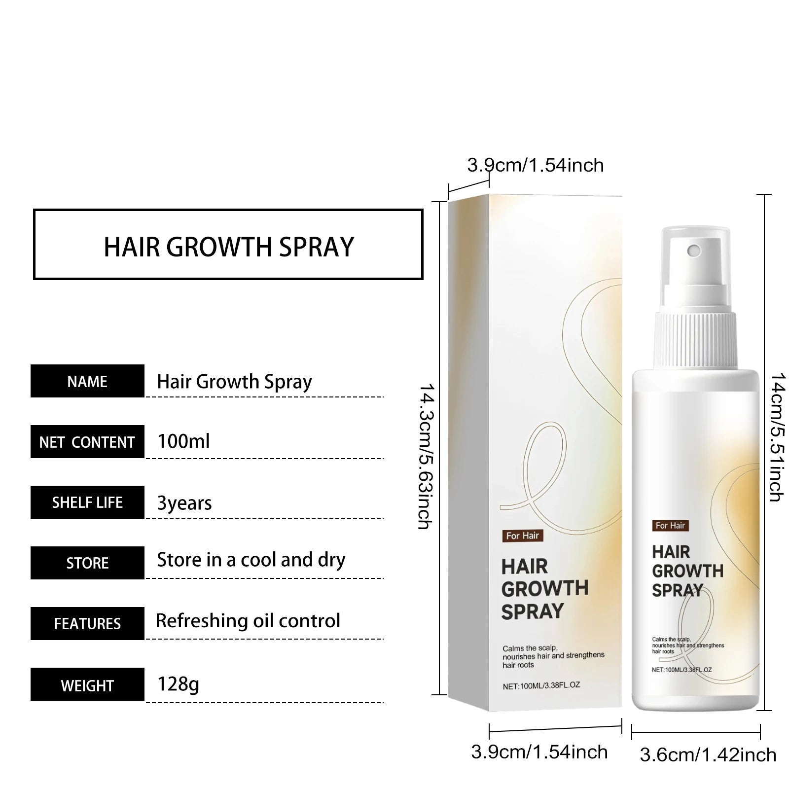 Hair Growth Spray Nourish Moisturize Scalp Plump Strengthen Follicles Reduce Hair Loss Breakage Sagging Smooth Out Frizz Essence