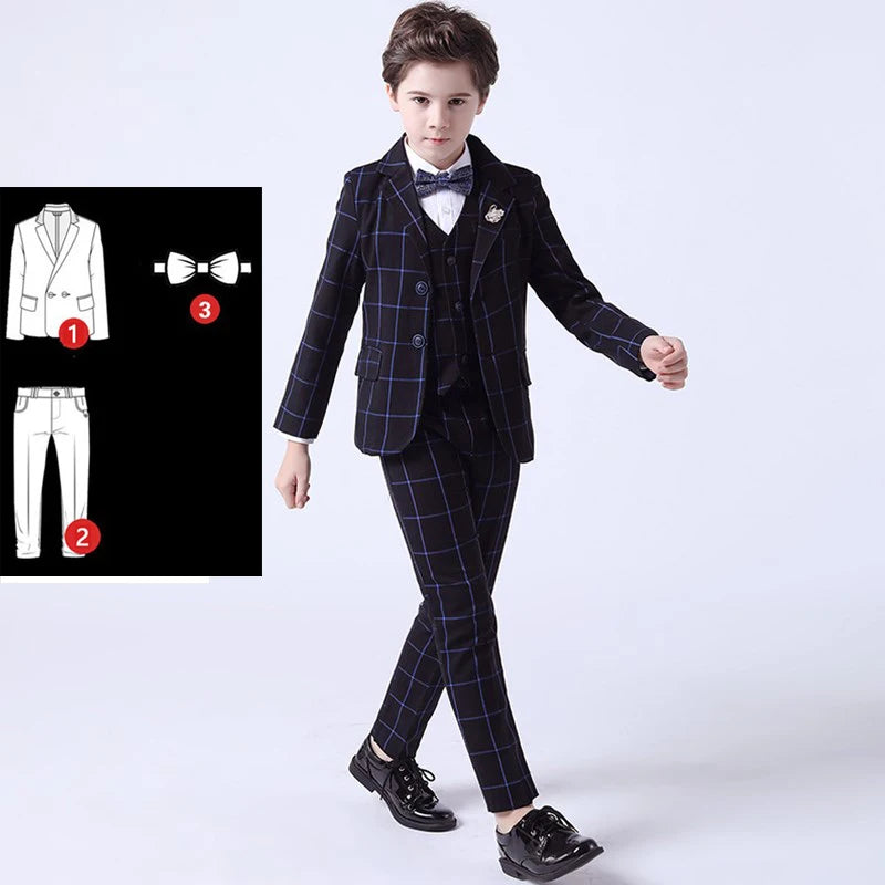 Formal Kids Plaid Tuxedo Suit