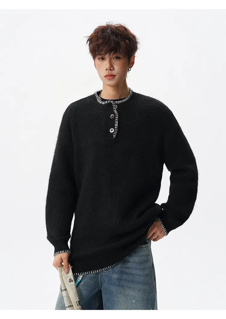 Korean Button Knit Pullover