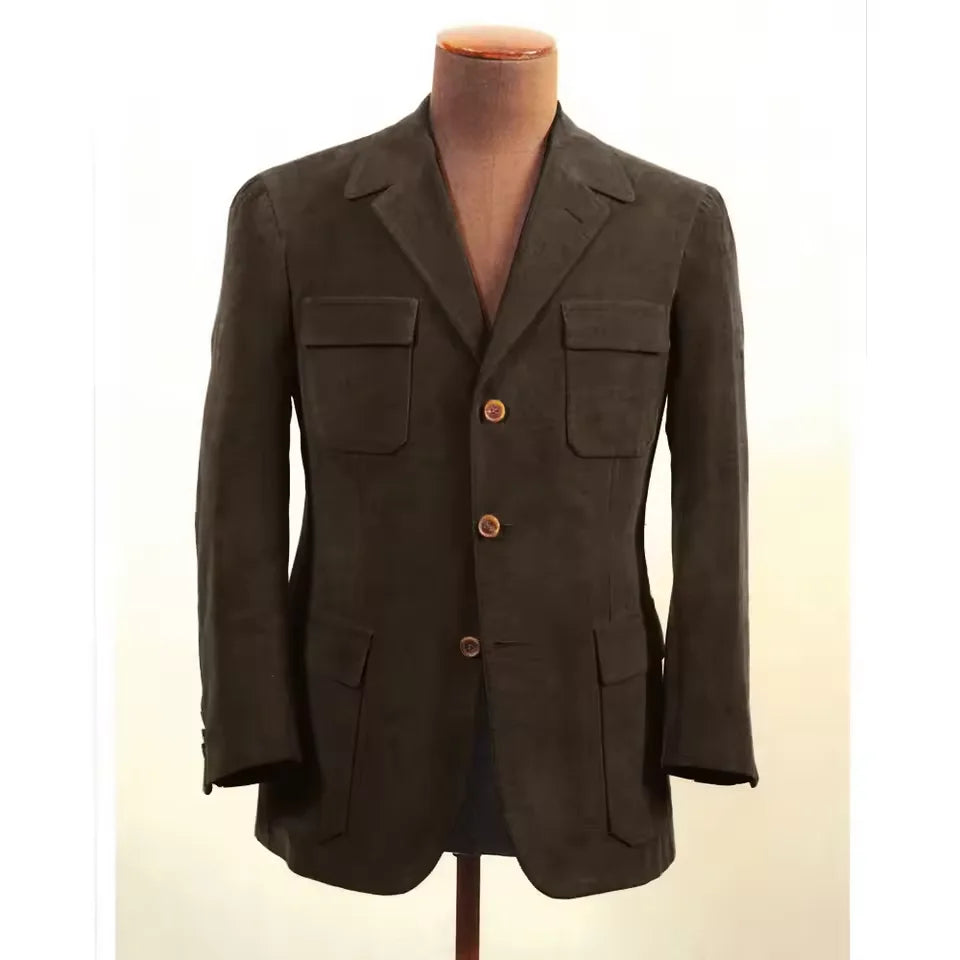 Faux Suede Slim Fit Blazer