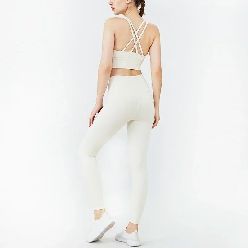 Women's Yoga Set Workout Set 2 Piece High Waist Yoga Leggings Sports Bra Gym Suit Activewear Sports Fitness Set Sports Suit