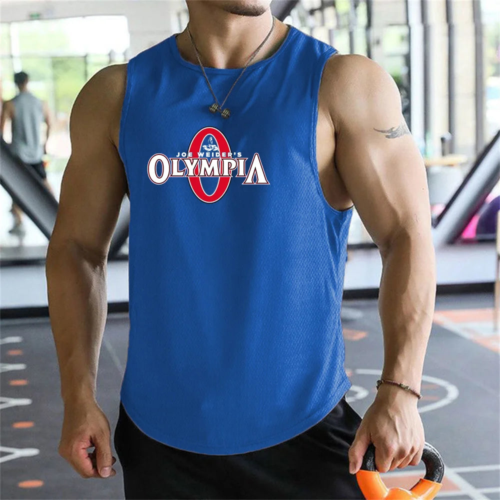 2026  Bodybuilding Sports Tank Tops Men Gyms Fitness Workout Sleeveless Shirt Male Summer Loose Undershirt Running men Vest