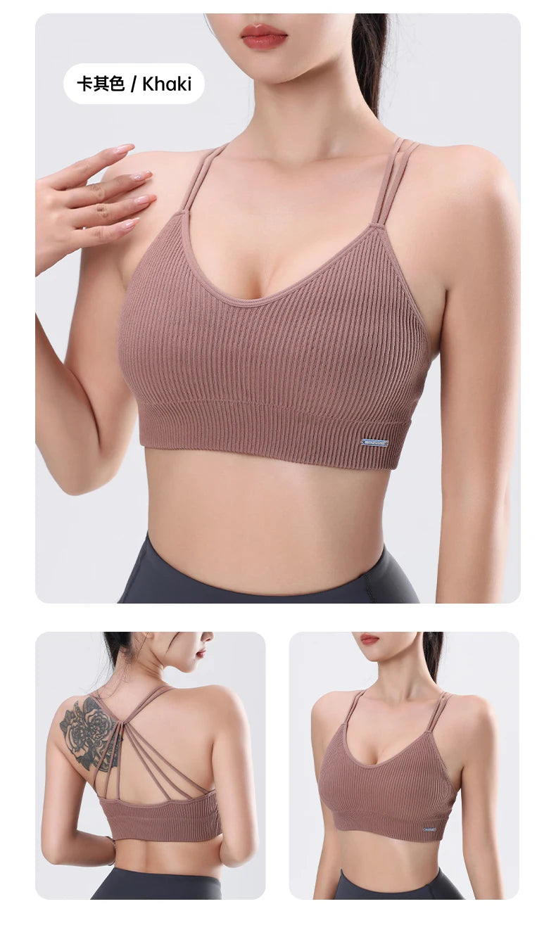 Women's Sports Bra Shock-proof Push-up Beautiful Back Cross Fitness Vest Top Gym Clothing Yoga Vest Running Sexy Fitness Bra