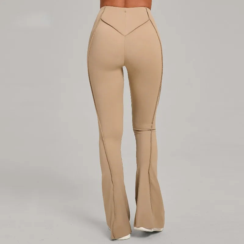 Gym Workout Women's Wide-Leg Tight-Fitting Hip-Lifting Yoga Flared Pants Dance High-Waist Flared Casual Outdoors Sports Trousers