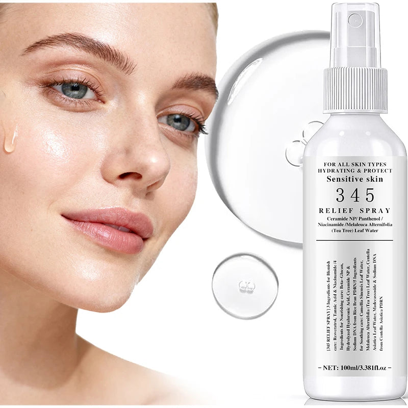 345 Skincare Set With Eye Cream Moisturizing Cream Relief Spray Hydrating Soothing Brightening For All Skin Types Sensitive Skin