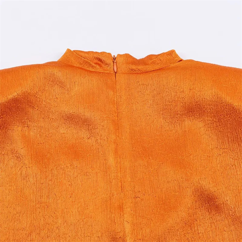 Women's Top 2026 Spring New Style Orange Sleeveless Satin Texture Long Ribbon Top Elegant and Stylish Unique Fashion Focus