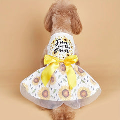 Sunflower Print Puppy Girl Dress