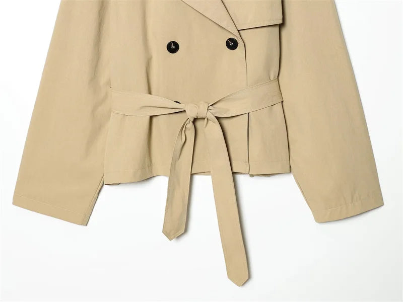 Women's Jacket 2026 New Spring Fashion Khkai Belted Short Jacket for Women Autumn Ladies Jacket Casaul Chic Women Outerwear