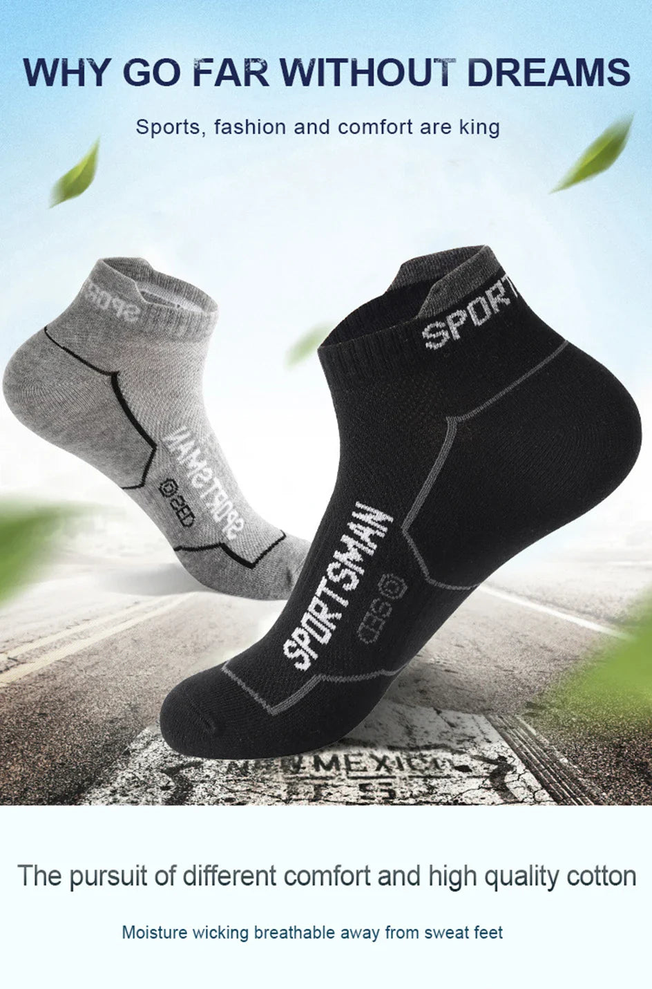 Men’s Cotton Mesh Ankle Sports Socks – 6 Pairs