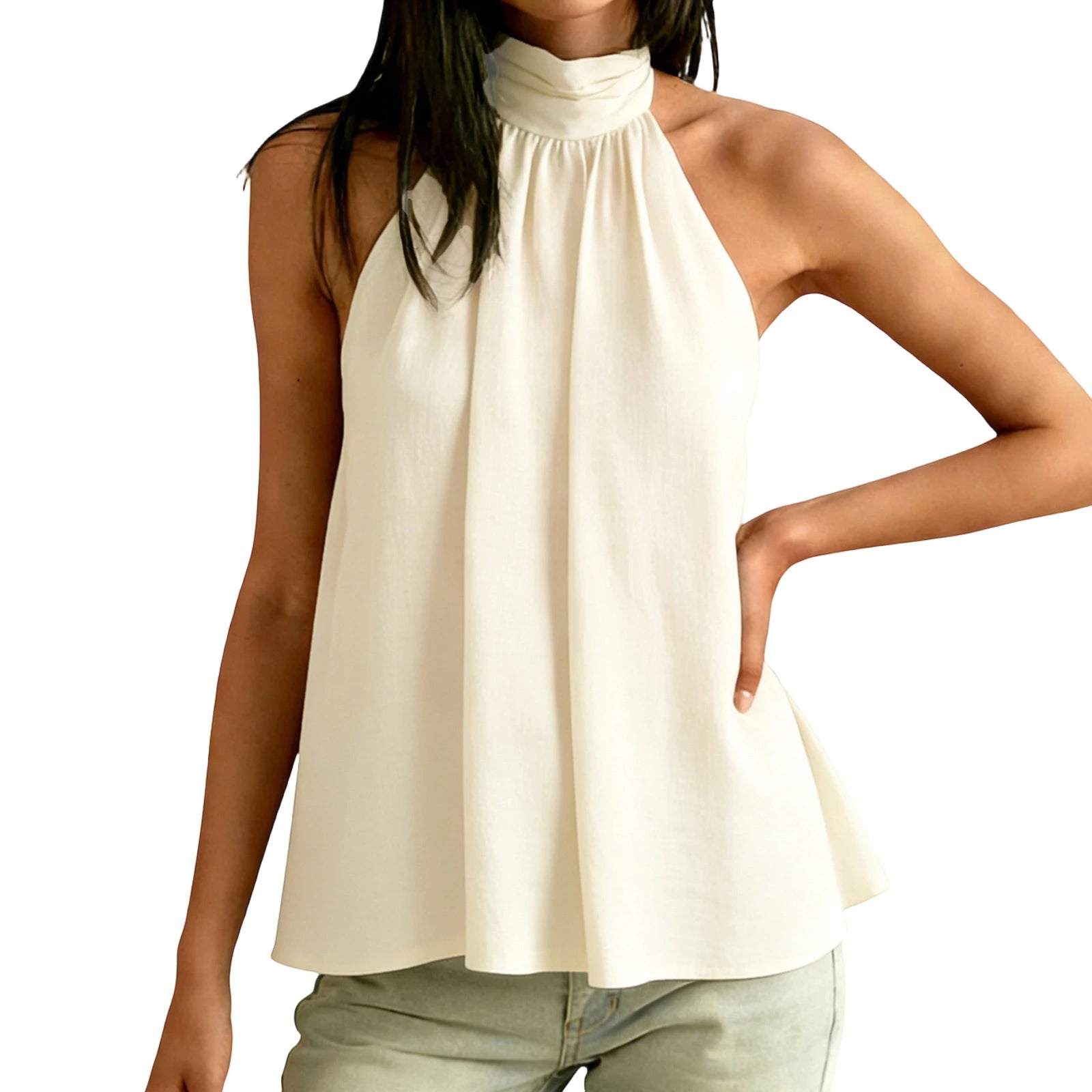 Women's Halter Tops Casual Loose Fit Stylish Solid Color Sleeveless Vest Suitable for Summer